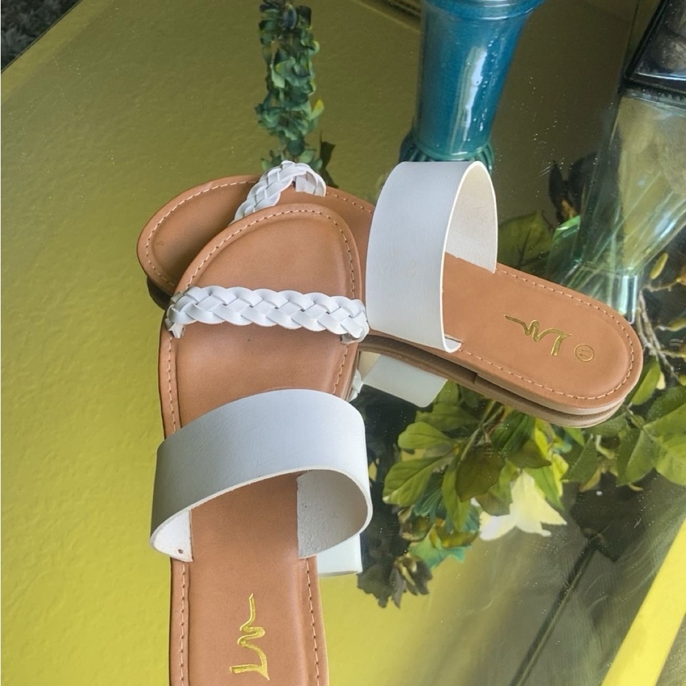 Fashion Nova White Braided Sandals
